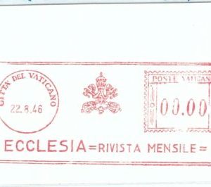 71919 - VATICANO - STORIA POSTALE - ANNULLO MECCHANICO rosso - PROVA! 1946