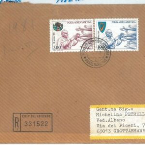 71929 - VATICANO -  STORIA POSTALE - POSTA AEREA  su busta RACCOMANDATA 1982