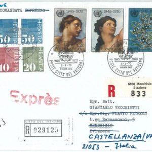 71930 - VATICANO -  STORIA POSTALE - busta RACCOMANDATA a Svizzera TASSATA 1970
