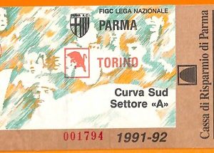 C2006- Vecchio BIGLIETTO PARTITA CALCIO- 1991-92 PARMA VS TORINO
