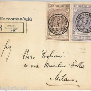 64153 -  REGNO - STORIA POSTALE : Sass # 147 + 148  PREVIDENZA CN su BUSTA 1923