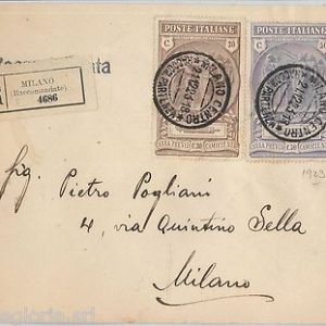 64154 -  REGNO - STORIA POSTALE : Sass # 147 + 148  PREVIDENZA CN su BUSTA 1923