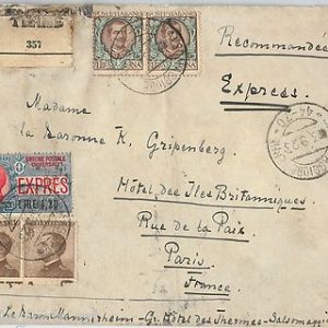 64157 - ITALIA REGNO - STORIA POSTALE : Sass 84me*2 + Espressi 5 su  BUSTA  1923