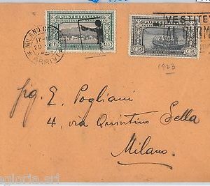 64162 - ITALIA REGNO - STORIA POSTALE : 15 cent + 30 cent MANZONI su  BUSTA 1923