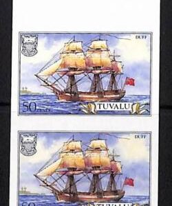 ZA0049b - TUVALU  -  STAMPS -  PAIR of imperf stamps BOATS SHIPS Duff