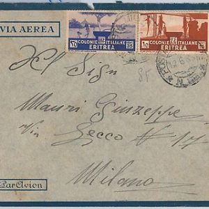 534 - ERITREA  - Storia Postale: BUSTA con annullo POSTA MILITARE 28  1936