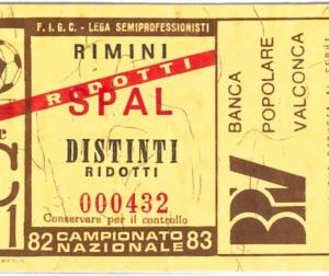 69698  - Vecchio  BIGLIETTO PARTITA CALCIO - 1982 / 1983 : RIMINI /  SPAL