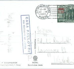 71912 - VATICANO - STORIA POSTALE - Sassone 154  ISOLATO su CARTOLINA - 1952