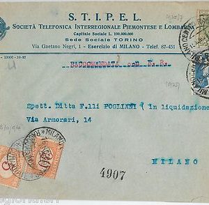 64173 - ITALIA REGNO - STORIA POSTALE : VOLTA 1,25 Lire  su busta TASSATA 1927