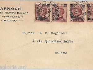 64175 - ITALIA REGNO - STORIA POSTALE : Sassone # 136 *  4  su  BUSTA  1928 - RR