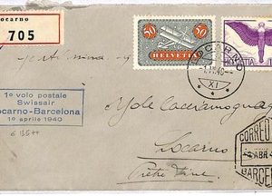 ai2682 - SWITZERLAND - Postal History - FIRST FLIGHT  Locarno / Barcelona 1940