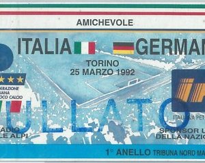 69707  - BIGLIETTO PARTITA CALCIO 1992: ITALY / Germany  AMICHEVOLE  Annullata!!