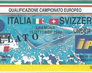 69708 -  BIGLIETTO PARTITA CALCIO 1992 : ITALY Italia /  SVIZZERLAND Under 21