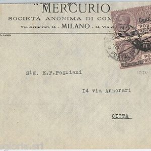 64185 - ITALIA REGNO - STORIA POSTALE : POSTA PNEUMATICA #6*2  su BUSTA 1925