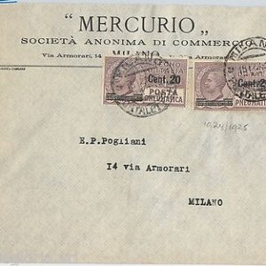 64186 - ITALIA REGNO - STORIA POSTALE : POSTA PNEUMATICA #6*2  su BUSTA 1917