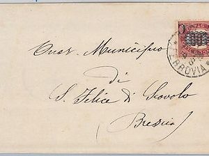 ITALIA REGNO: storia postale - Sassone 34 sovrastampa spostata su BUSTA 1878