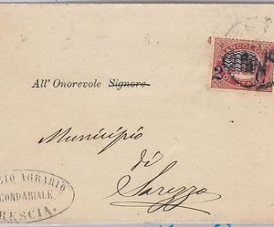 ITALIA REGNO: storia postale - Sassone 34 sovrastampa spostata su BUSTA 1880