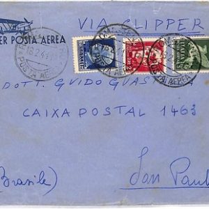 ai2677 - ITALY - Postal History - LATI FLIGHT Cover to BRAZIL 1941