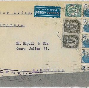 23175  SPAIN - POSTAL HISTORY - GUERRA CIVIL Cover to ARGENTINA with CENSOR MARK