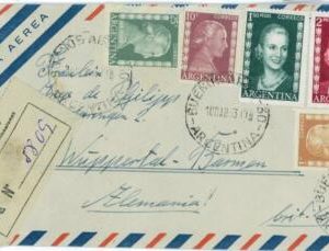 98942 - ARGENTINA - POSTAL HISTORY - Registered  COVER to GERMANY  1953  Evita