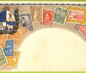 ae9921 - URUGUAY -  VINTAGE  POSTCARD - STAMPS ON POSTCARD - ZIEHER - Embossed
