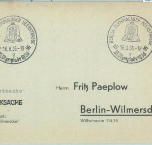 68171 - GERMANY - POSTAL HISTORY - CARD - 16.8.1936 Olympic postmark: BERLIN g