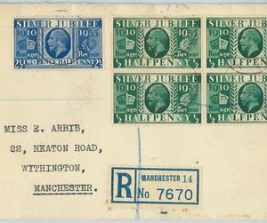 66792 - GB - Postal History - REGISTERED COVER with BOOKLET PANE Stamps 1935
