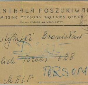 95349 - EGYPT - POSTAL HISTORY - COVER - POLISH TROOPS Anders' Army 1947 Melf