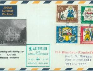 83167 - GERMANY Berlin - Postal History - FIRST FLIGHT:  Munich - Milan # 655 CC