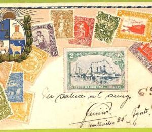 ae9877 - URUGUAY -  VINTAGE  POSTCARD - STAMPS ON POSTCARD - ZIEHER - 1908