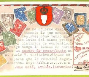 ae9904 - ICELAND -  VINTAGE  POSTCARD - STAMPS ON POSTCARD - ZIEHER - 1932