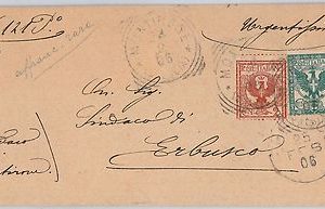ITALIA REGNO: storia postale - Sass 69  70  su BUSTA da MONTIRONE a ERBUSCO 1906