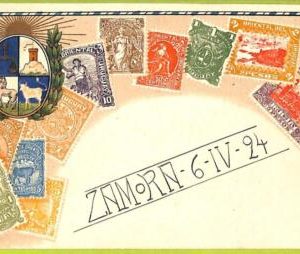 ae9920 - URUGUAY -  VINTAGE  POSTCARD - STAMPS ON POSTCARD - ZIEHER