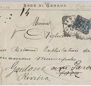 ITALIA REGNO: storia postale - Sass 73 su BUSTA da GENIVA 1906