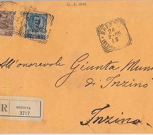 ITALIA REGNO: storia postale - Sass 73 + 74  su BUSTA RACCOMANDATA 1905