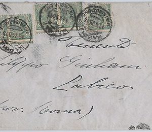 ITALIA REGNO: storia postale - Sass 81N varieta' dentellatura x 5 su BUSTA 1926