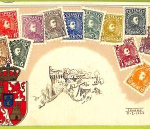 ae9941 -SPAIN - VINTAGE  POSTCARD - STAMPS ON POSTCARD - ZIEHER