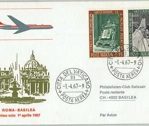 60214 - VATICANO - POSTAL HISTORY - AVIATION First Flight cover ROME BASEL 1927