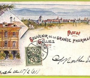 af9931 - SWITZERLAND - VINTAGE POSTCARD - Morat - 1901 CHEMIST Advertising