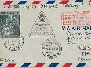 60208  VATICANO - POSTAL HISTORY - AVIATION: First Flight COVER 1957 - LUFTHANSA