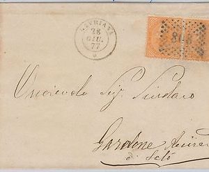 ITALIA REGNO:  LETTERA con annullo puntini 808 + doppio cerchio CAVRIANA 1877