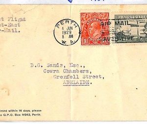 ai2693 - AUSTRALIA - Postal History - FIRST FLIGHT : West-East AIRMAIL 1929