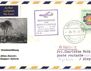 ai2706 - ICELAND - Postal History - FIRST FLIGHT Frankfurt / Djakarta LUFTHANSA