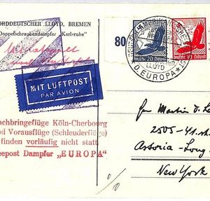 ai2697 - GERMANY - Postal History - FIRST FLIGHT / PAQUEBOT postcard 1935