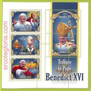 B0485 - LIBERIA - ERROR MISPERF Stamp Sheet - 2023 - Pope Benedict XVI, Religion