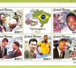 B0404 - GUINE-BISSAU - ERROR MISPERF Stamp Sheet - 2023 - Pele MESSI Ronaldo