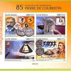 B0389 - GUINE-BISSAU - Stamp Sheet - 2022 - Olympic Games, Pierre de Coubertin