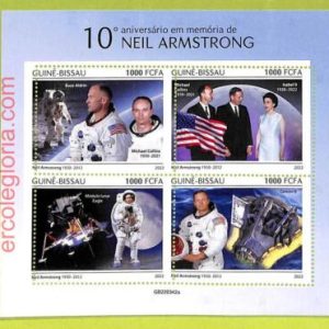 B0387 - GUINE-BISSAU - ERROR MISPERF Stamp Sheet - 2022 - Space,Neil Armstrong
