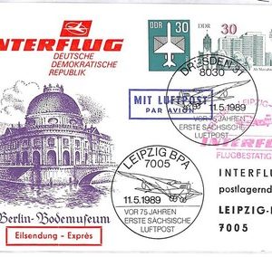 ai2700 - GERMANY DDR - Postal History - FIRST FLIGHT Stationery CARD 1989