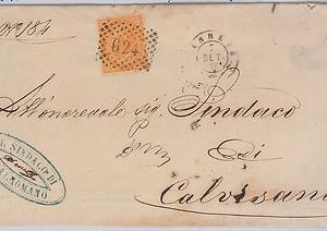 ITALIA REGNO:   LETTERA con annullo puntini + doppio cerchio CANNETO 1876
